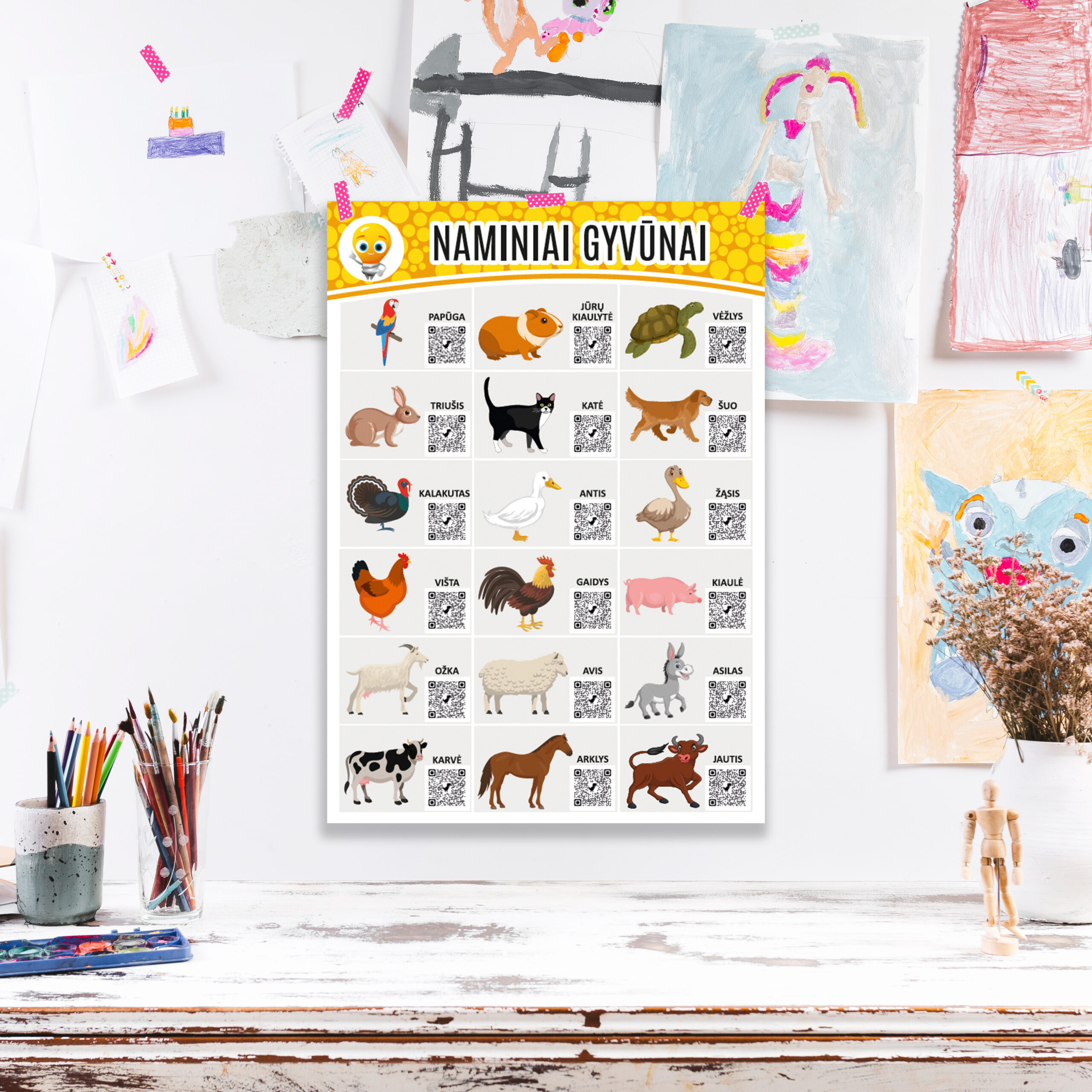 Interaktyvūs edukaciniai plakatai „Naminiai gyvūnai“ su QR kodais - Image 3