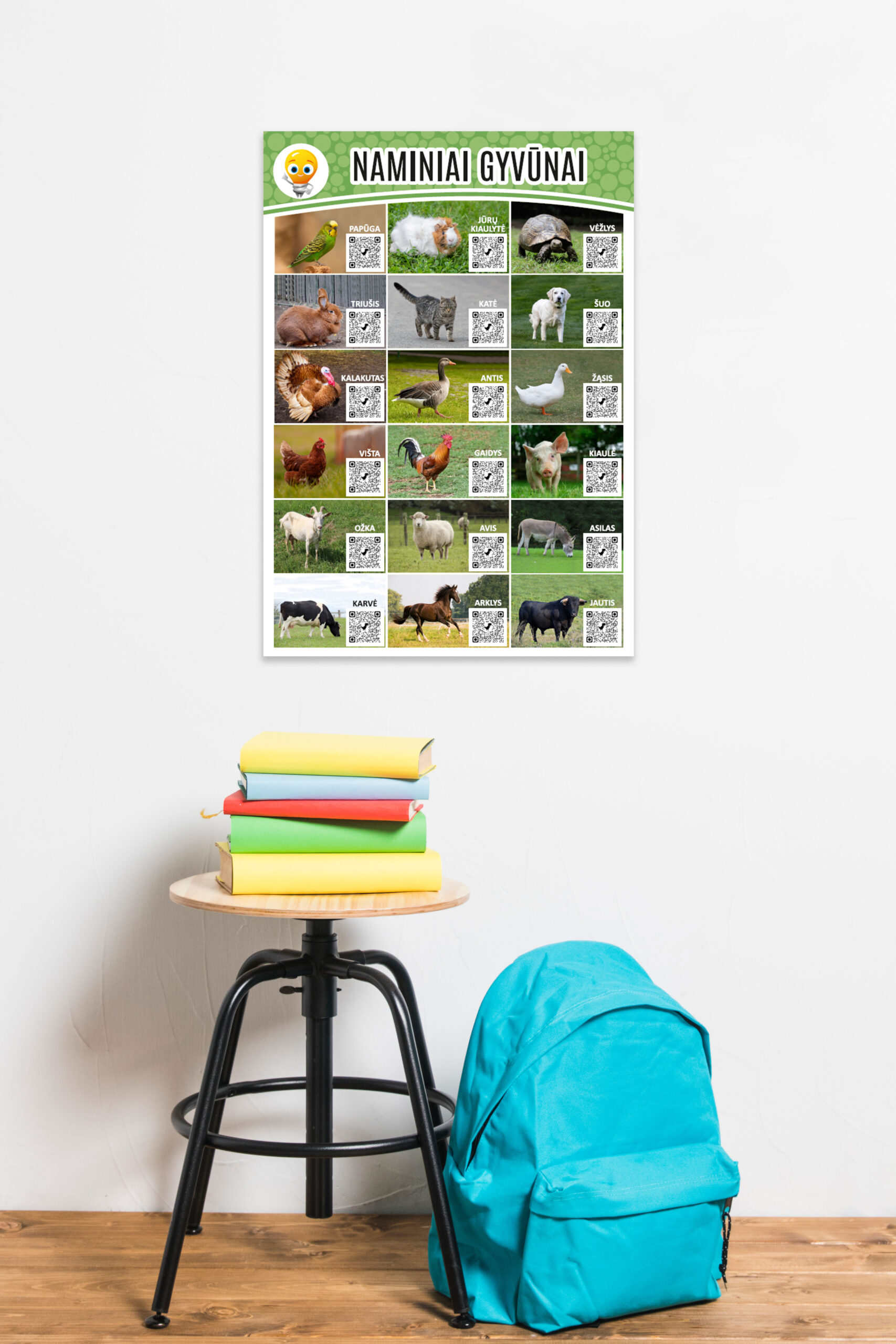 Interaktyvūs edukaciniai plakatai „Naminiai gyvūnai“ su QR kodais - Image 2