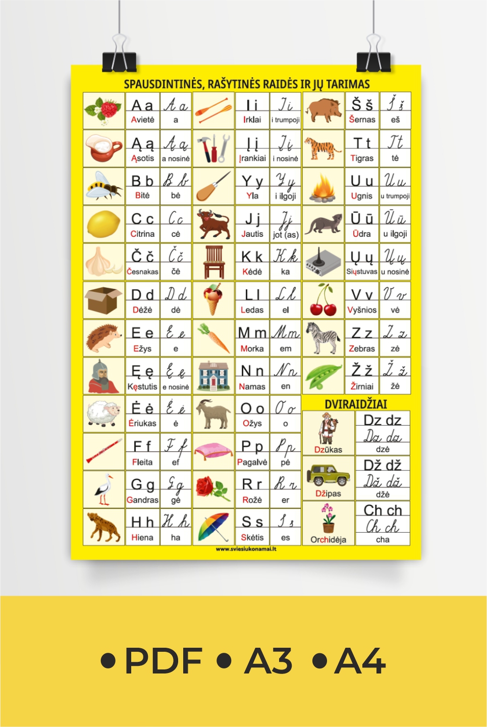 Mokomasis plakatas „Lietuvių kalbos abėcėlė“, PDF