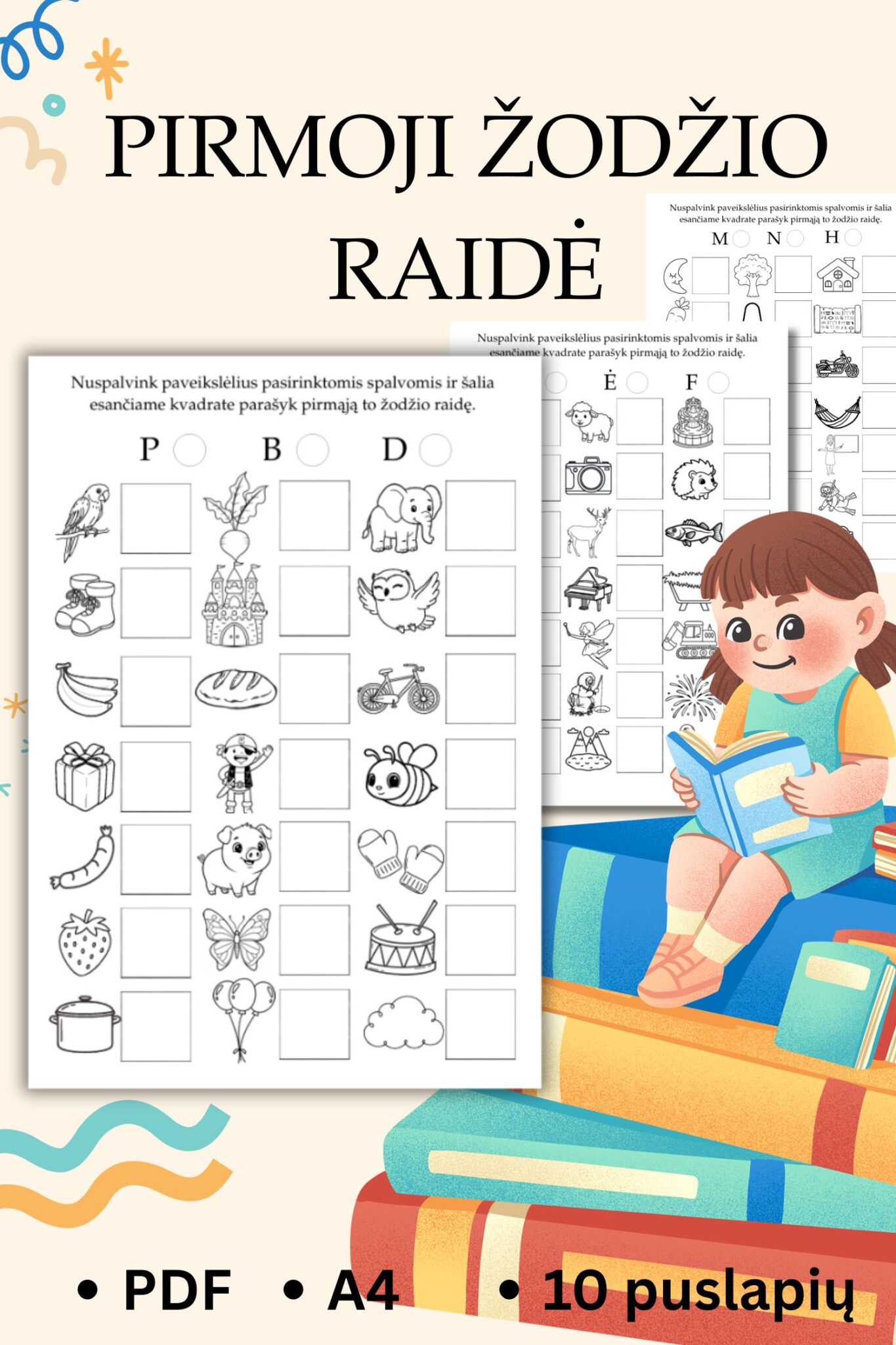 Užduotys „Pirmoji žodžio raidė“, PDF