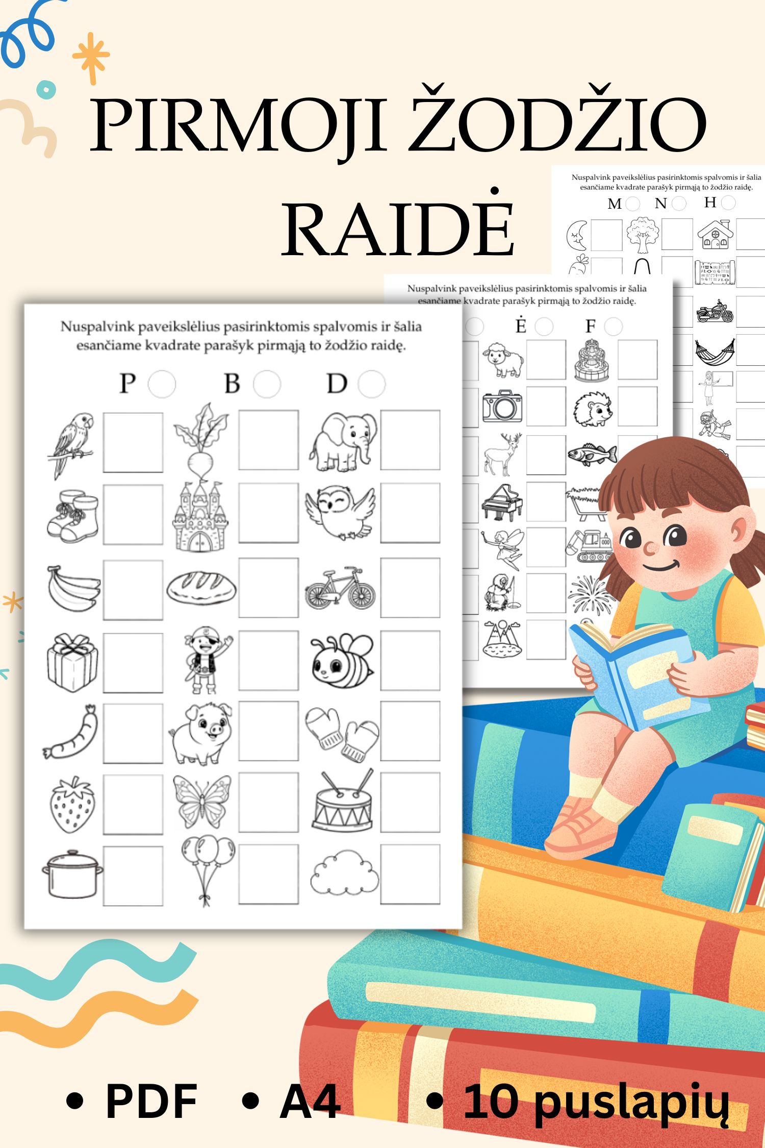 Užduotys „Pirmoji žodžio raidė“, PDF