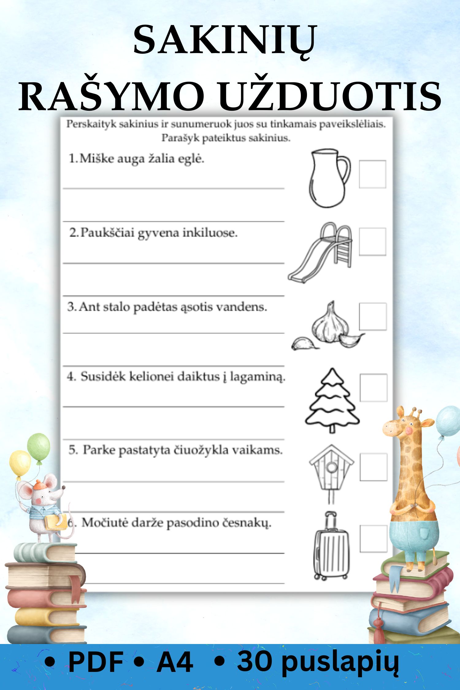 Sakinių rašymo užduotys, PDF