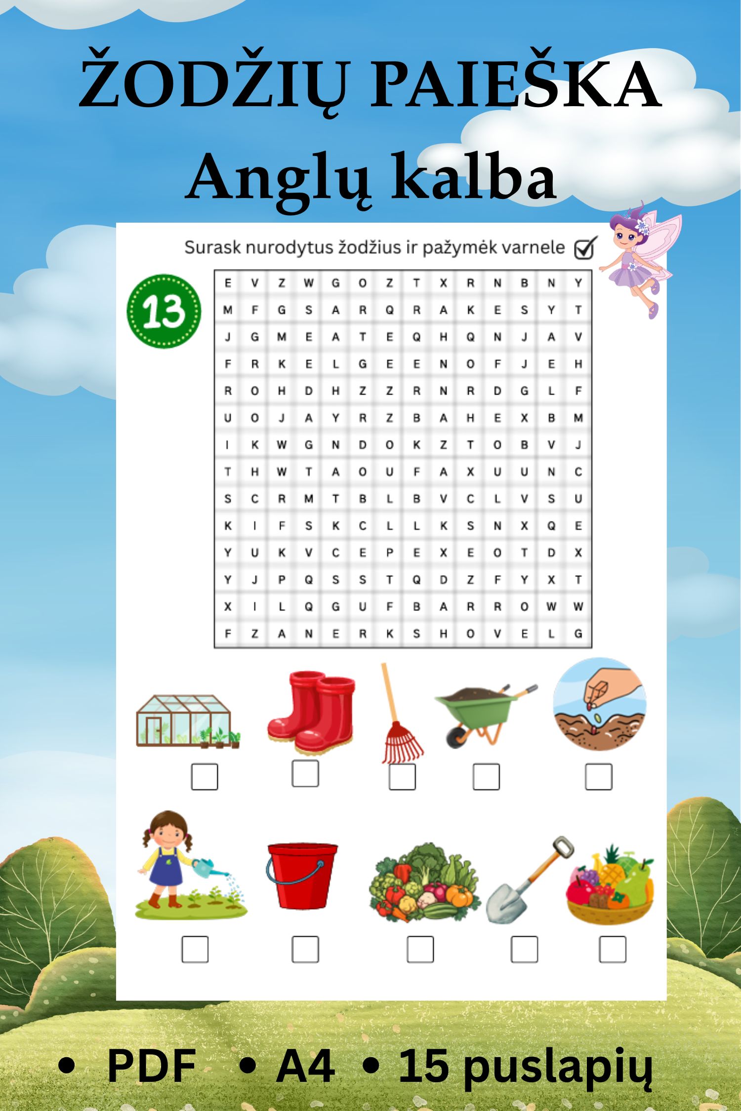 Užduotys „Žodžių paieška anglų kalba“, PDF