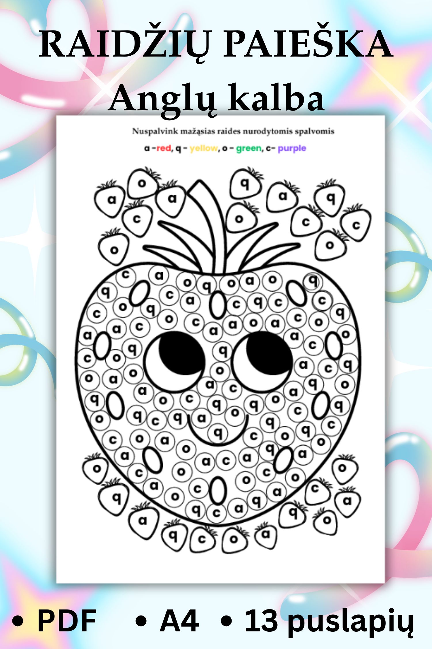 Užduotys „Raidžių paieška anglų kalba“, PDF