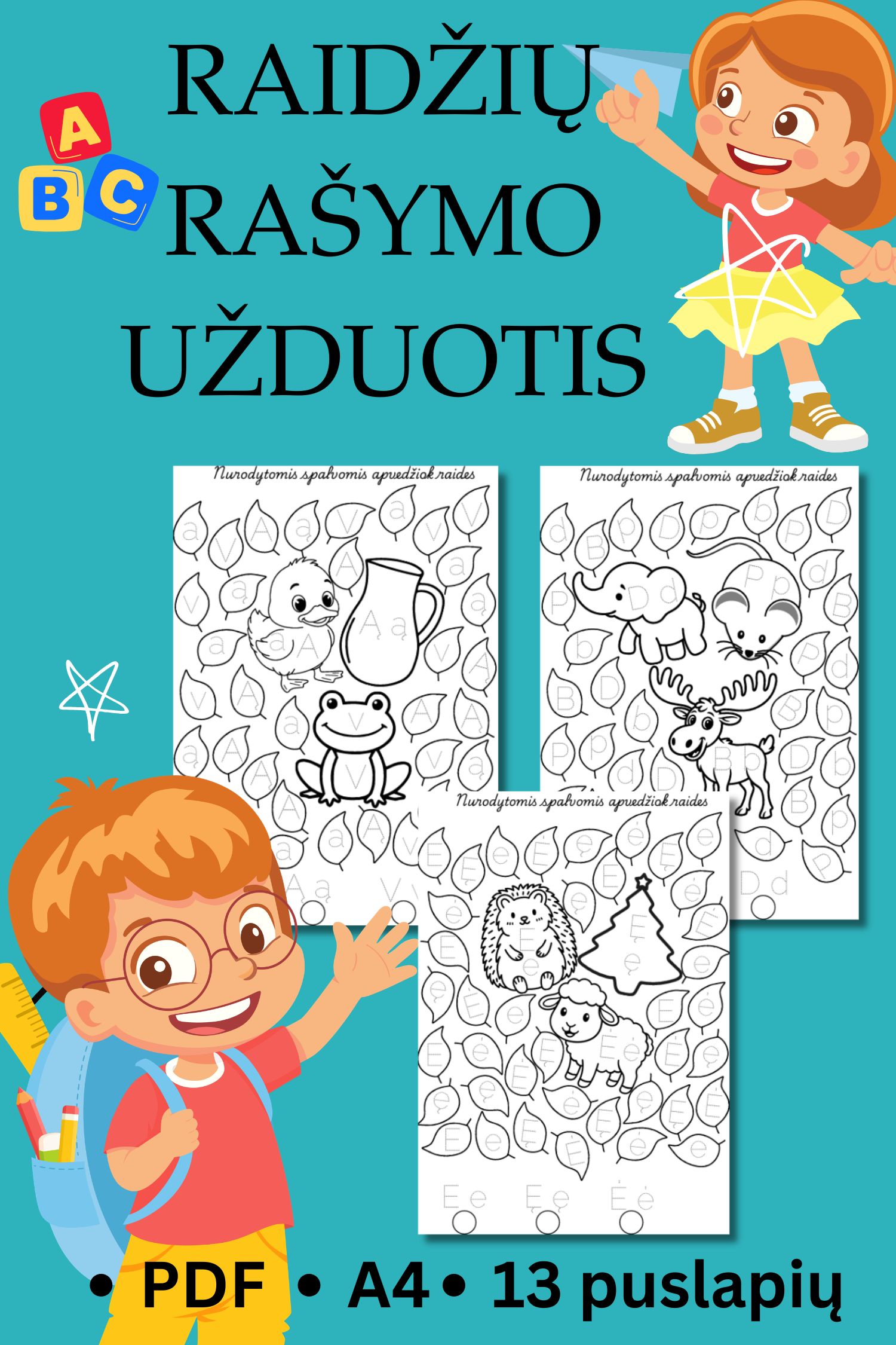 Rankos lavinimo ir raidžių pažinimo užduotys, PDF