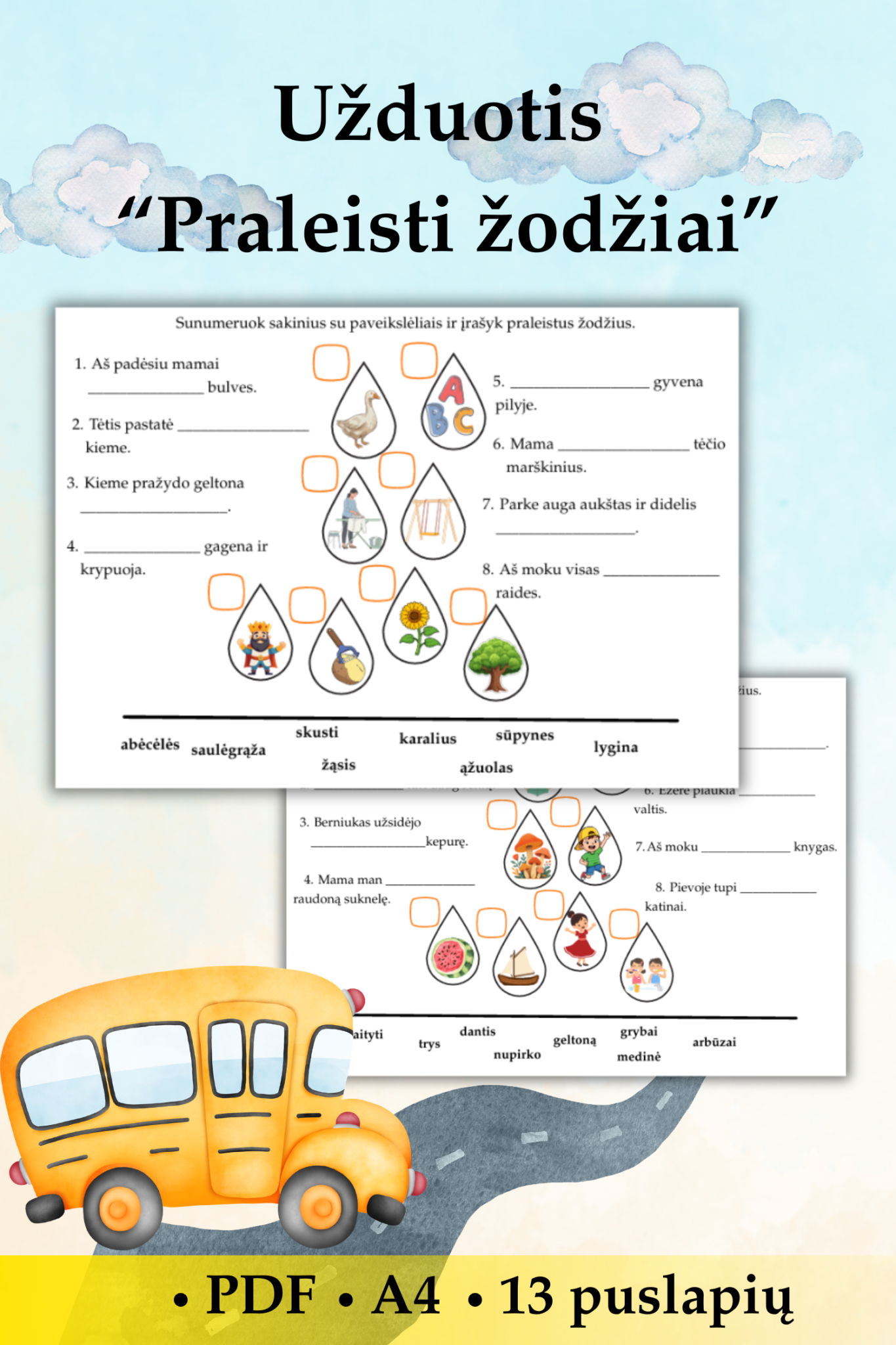 Užduotys „Praleisti žodžiai“ (PDF)