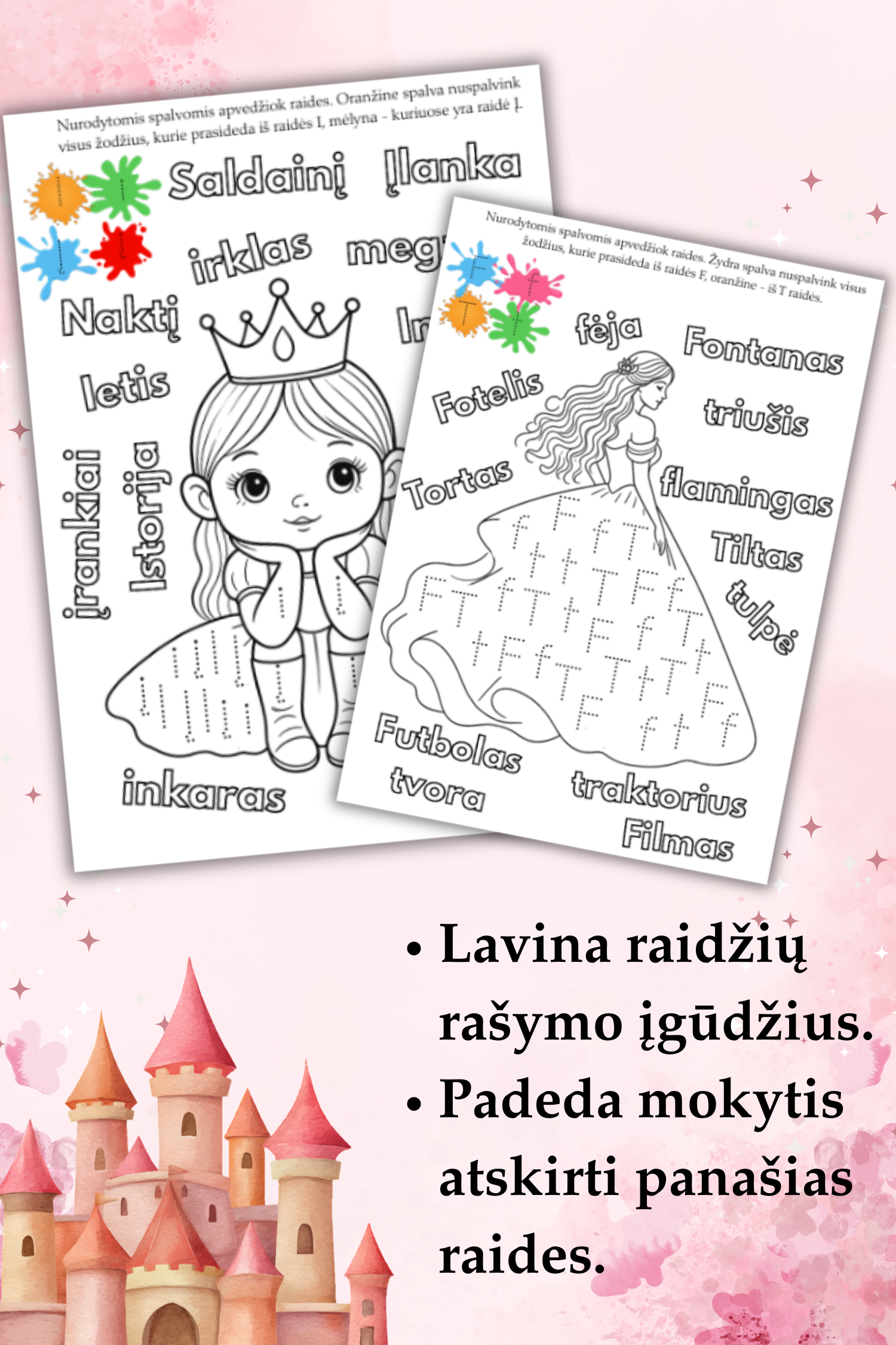 Rašymo užduotis „Princesių raidės“ (PDF) - Image 3