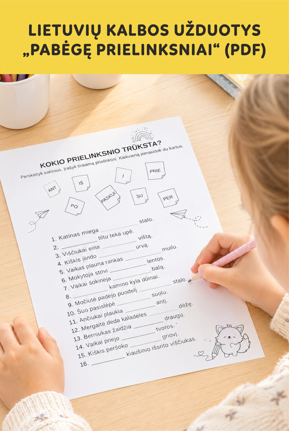 Lietuvių kalbos užduotys „Pabėgę prielinksniai“ (PDF)