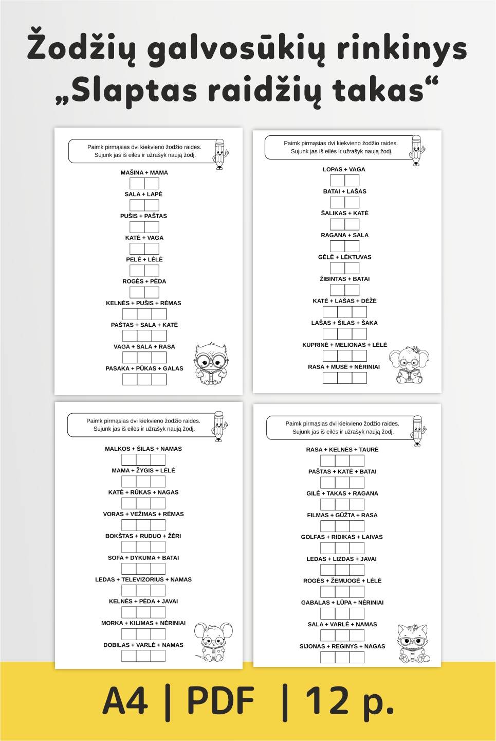 Žodžių galvosūkių rinkinys „Slaptas raidžių takas“ (PDF)