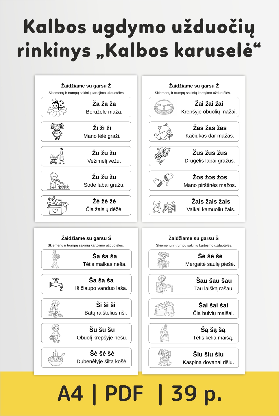 Kalbos ugdymo užduočių rinkinys „Kalbos karuselė“ (PDF)